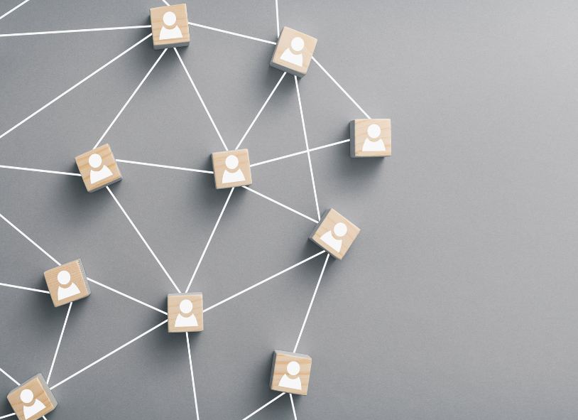 A network of connected nodes representing Ormedia's media network